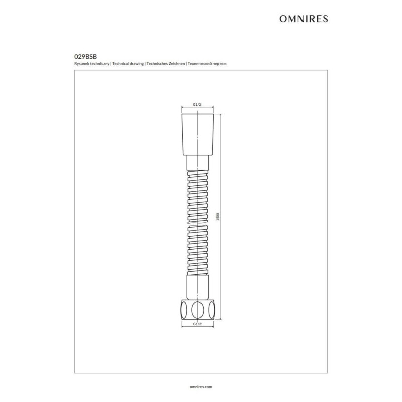 Wąż Prysznicowy Armance 150 cm Mosiądz Szczotkowany 029BSB Omnires Wąż Prysznicowy Armance 150 cm Mosiądz Szczotkowany 029BSB Omnires