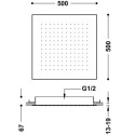 Deszczownica Sufitowa Podtynkowa 500x500 Złoty 134951OR Tres Deszczownica Sufitowa Podtynkowa 500x500 Złoty 134951OR Tres