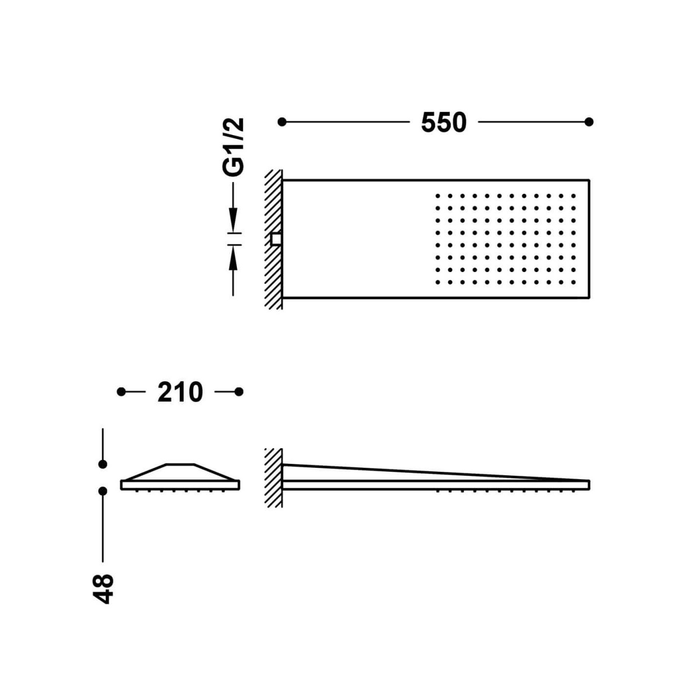 Deszczownica Naścienna 210x550 Stal 29990302AC Tres Deszczownica Naścienna 210x550 Stal 29990302AC Tres