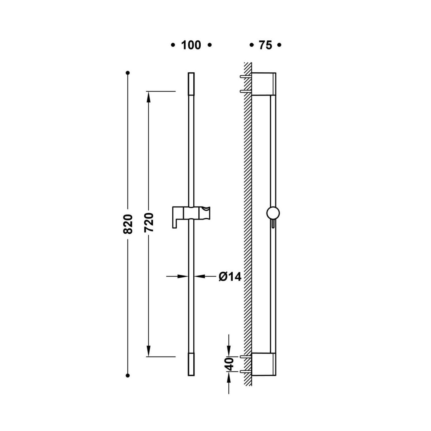 Drążek Prysznicowy Przesuwny 800mm Biały Mat 03463701BM Tres Drążek Prysznicowy Przesuwny 800mm Biały Mat 03463701BM Tres