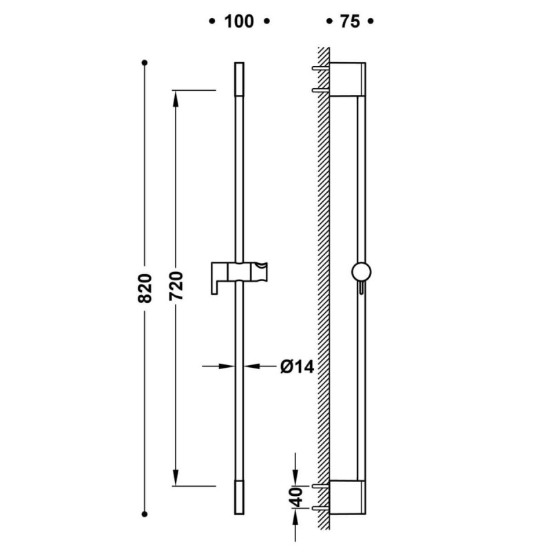 Drążek Prysznicowy Przesuwny 800mm Stal 03463701AC Tres Drążek Prysznicowy Przesuwny 800mm Stal 03463701AC Tres