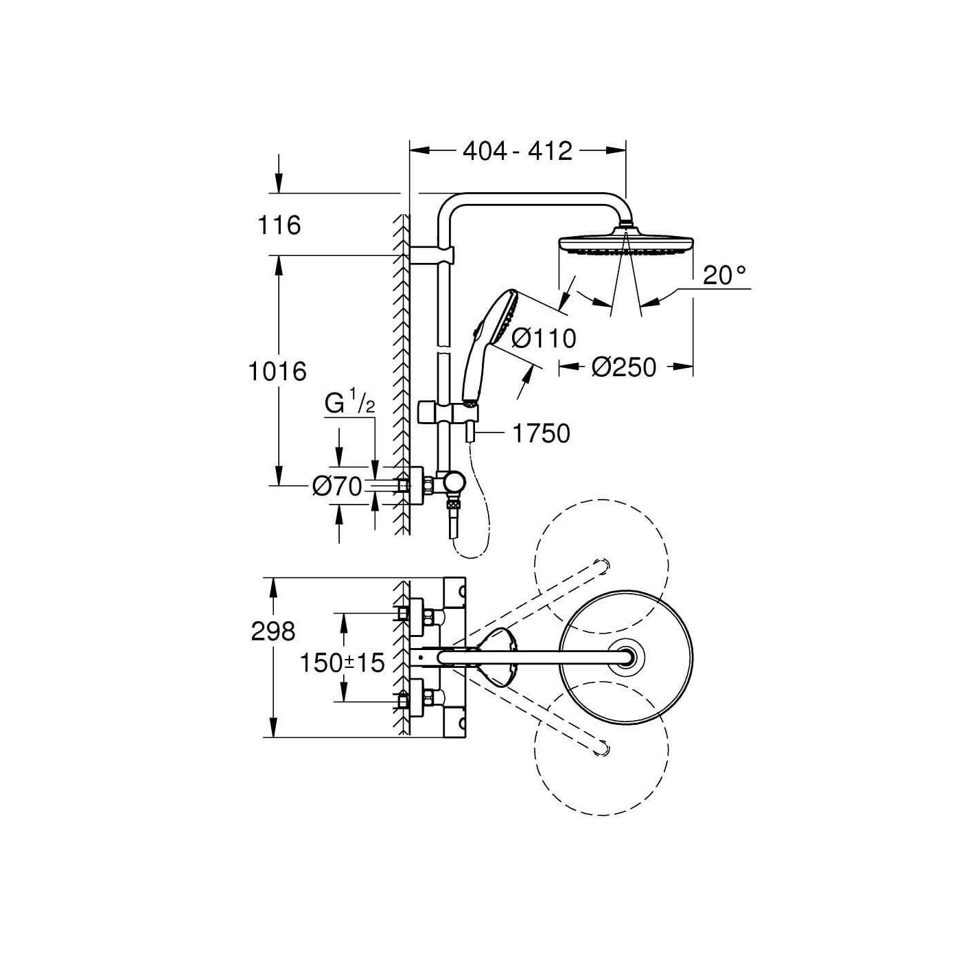 Termostatyczny Zestaw Prysznicowy Tempesta System 266702431 Grohe Termostatyczny Zestaw Prysznicowy Tempesta System 266702431 Grohe
