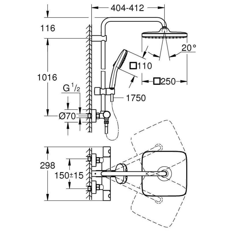 Termostatyczny Zestaw Prysznicowy Tempesta System Cube 266892431 Grohe Termostatyczny Zestaw Prysznicowy Tempesta System Cube 266892431 Grohe