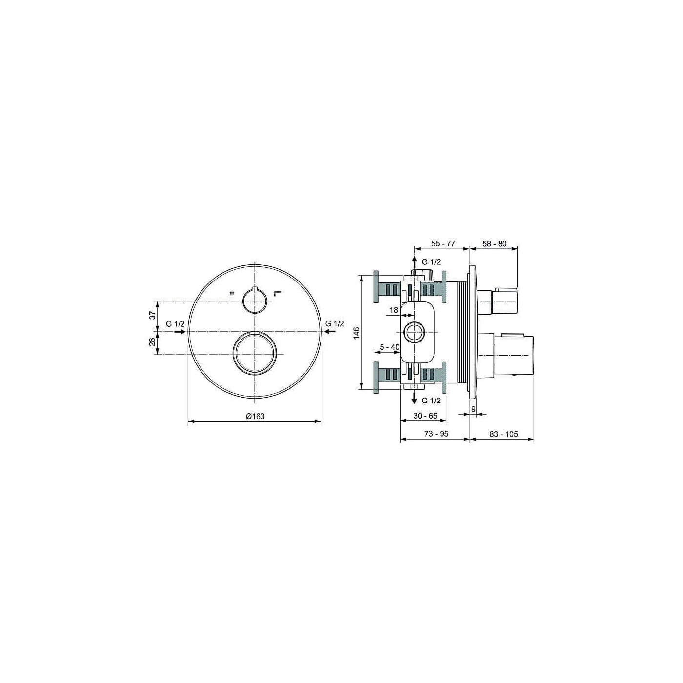 Zestaw Natryskowy Termostatyczny Ceratherm Z Deszczownicą Szary A7573A5 Ideal Standard Zestaw Natryskowy Termostatyczny Ceratherm Z Deszczownicą Szary A7573A5 Ideal Standard