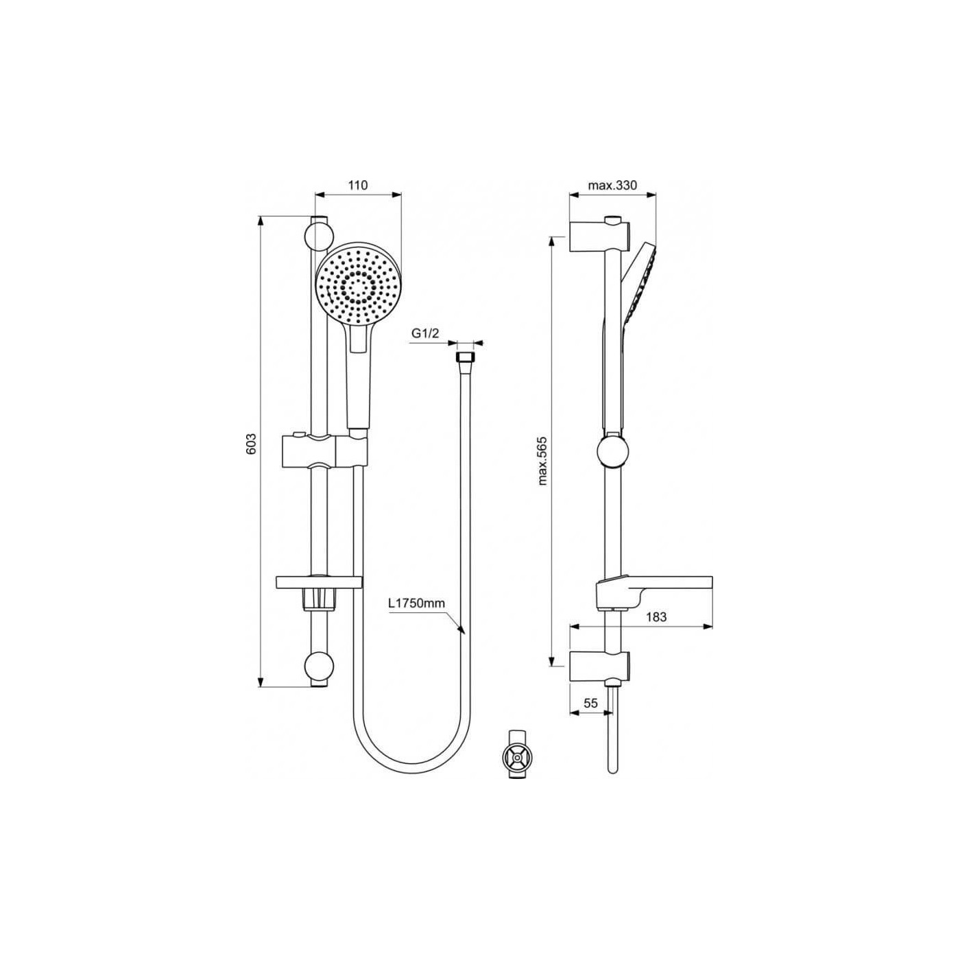 Zestaw Natryskowy Cerafine Chrom BD189AA Ideal Standard Zestaw Natryskowy Cerafine Chrom BD189AA Ideal Standard