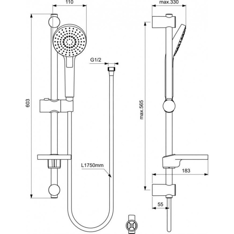 Zestaw Natryskowy Cerafine Chrom BD189AA Ideal Standard Zestaw Natryskowy Cerafine Chrom BD189AA Ideal Standard