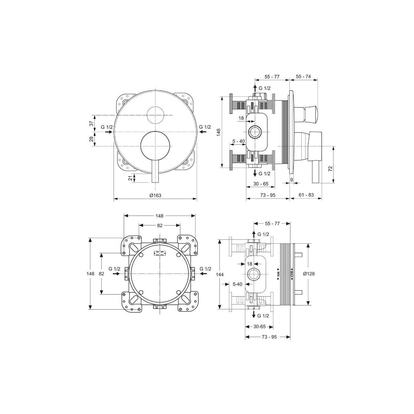 Zestaw Natryskowy Podtynkowy Czarny Mat BD193XG Ideal Standard Zestaw Natryskowy Podtynkowy Czarny Mat BD193XG Ideal Standard