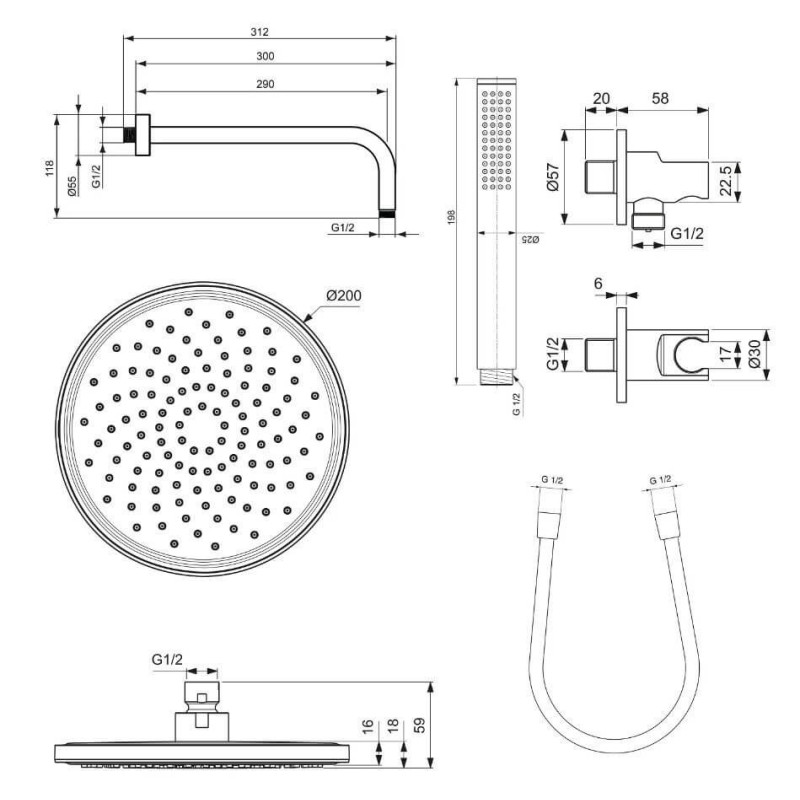 Zestaw Natryskowy Podtynkowy Czarny Mat BD193XG Ideal Standard Zestaw Natryskowy Podtynkowy Czarny Mat BD193XG Ideal Standard