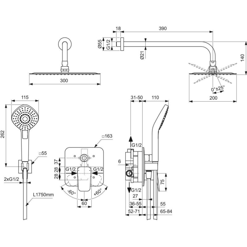 Zestaw Prysznicowy Chrom BD194AA Ideal Standard Zestaw Prysznicowy Chrom BD194AA Ideal Standard