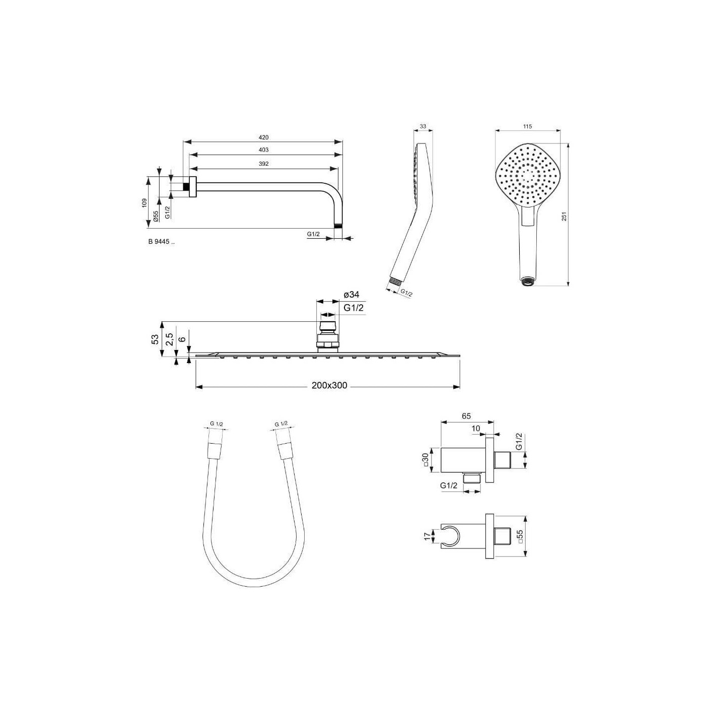 Zestaw Natryskowy Ceraplan Chrom BD195AA Ideal Standard Zestaw Natryskowy Ceraplan Chrom BD195AA Ideal Standard
