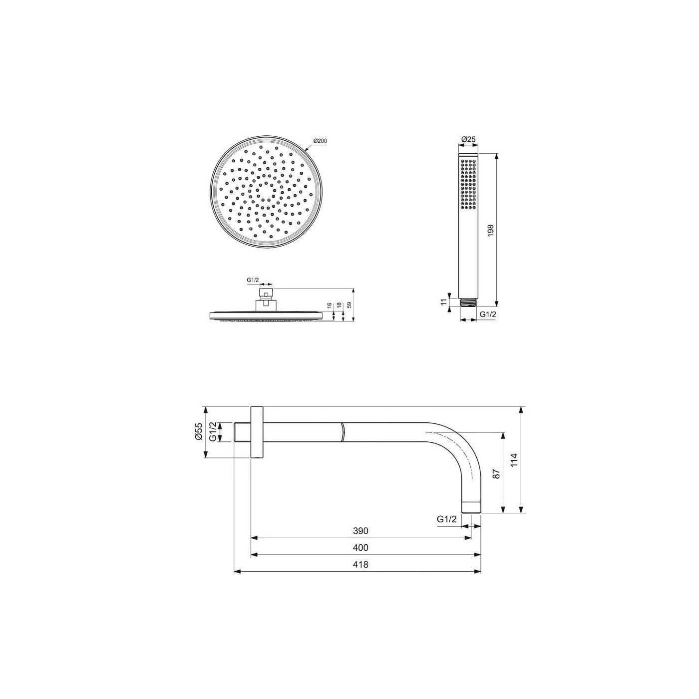 Zestaw Natryskowy Idealrain Chrom BD389AA Ideal Standard Zestaw Natryskowy Idealrain Chrom BD389AA Ideal Standard