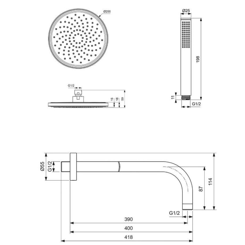 Zestaw Natryskowy Idealrain Chrom BD389AA Ideal Standard Zestaw Natryskowy Idealrain Chrom BD389AA Ideal Standard