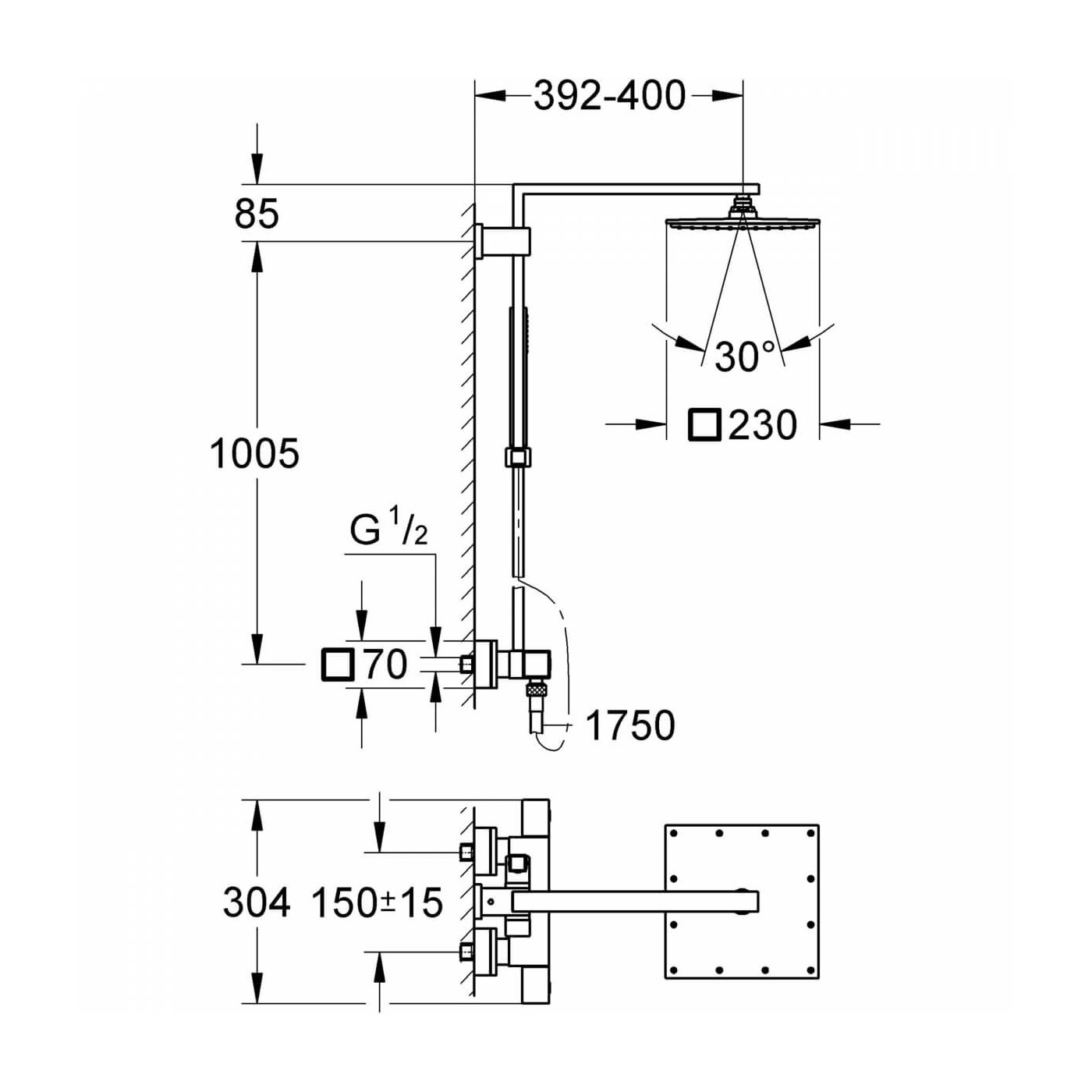 System Prysznicowy Z Termostatem Do Montażu Ściennego Euphoria Cube System 230 26087000 Grohe System Prysznicowy Z Termostatem Do Montażu Ściennego Euphoria Cube System 230 26087000 Grohe