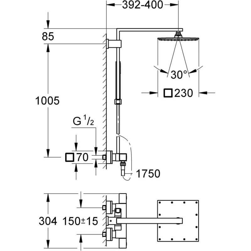 System Prysznicowy Z Termostatem Do Montażu Ściennego Euphoria Cube System 230 26087000 Grohe System Prysznicowy Z Termostatem Do Montażu Ściennego Euphoria Cube System 230 26087000 Grohe