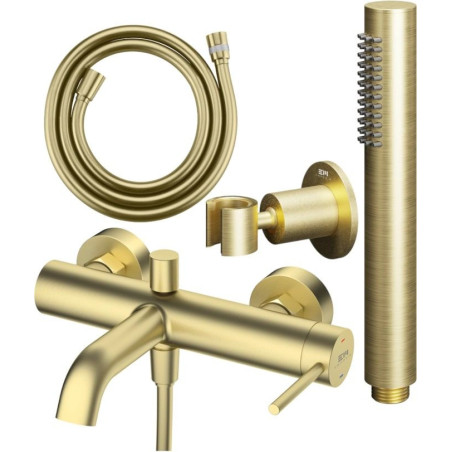 Bateria Wannowa Z Zestawem Prysznicowym Fly Złoty Szczotkowany FLY-27-GN Emporia