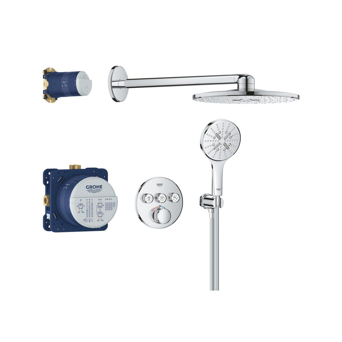 Zestaw Prysznicowy Grohtherm SmartControl Z Deszczownicą Rainshower SmartActive 310 34863000 Grohe Zestaw Prysznicowy Grohtherm SmartControl Z Deszczownicą Rainshower SmartActive 310 34863000 Grohe