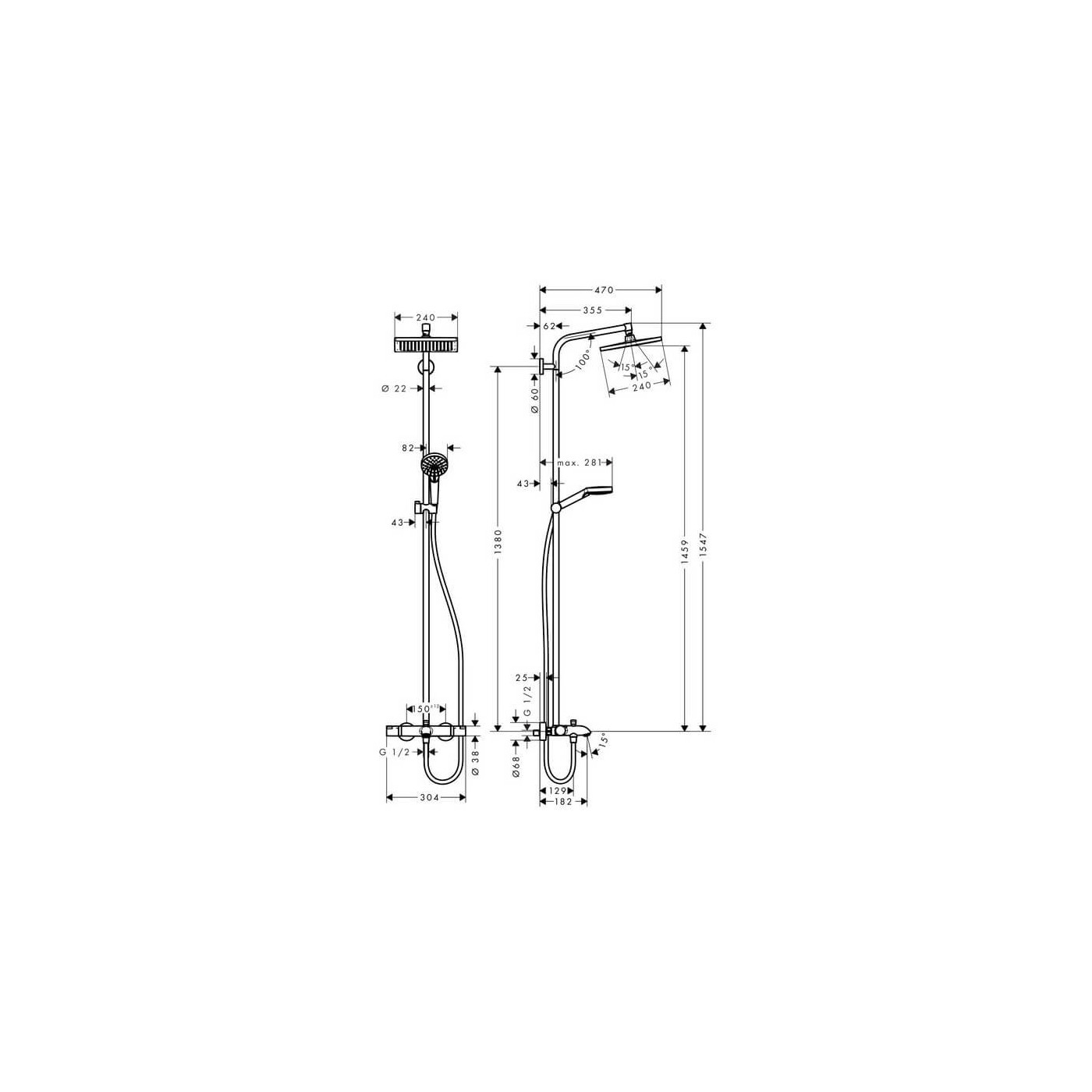 Komplet Prysznicowy Crometta E 240 Wannowa 27298000 Hansgrohe Komplet Prysznicowy Crometta E 240 Wannowa 27298000 Hansgrohe