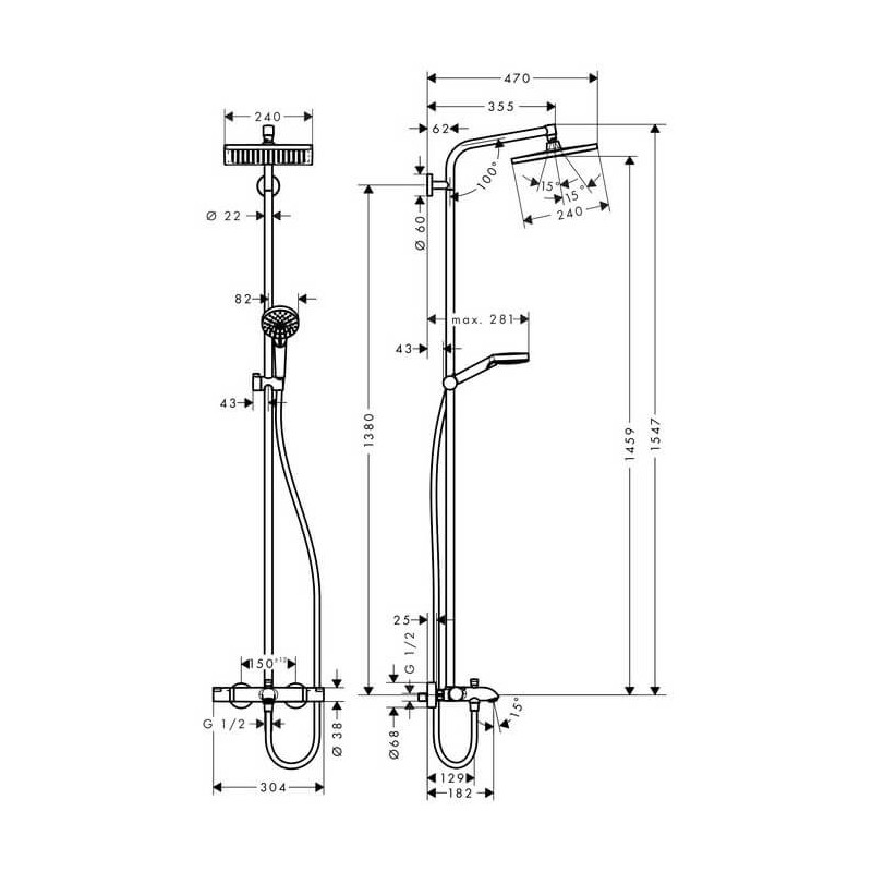 Komplet Prysznicowy Crometta E 240 Wannowa 27298000 Hansgrohe Komplet Prysznicowy Crometta E 240 Wannowa 27298000 Hansgrohe