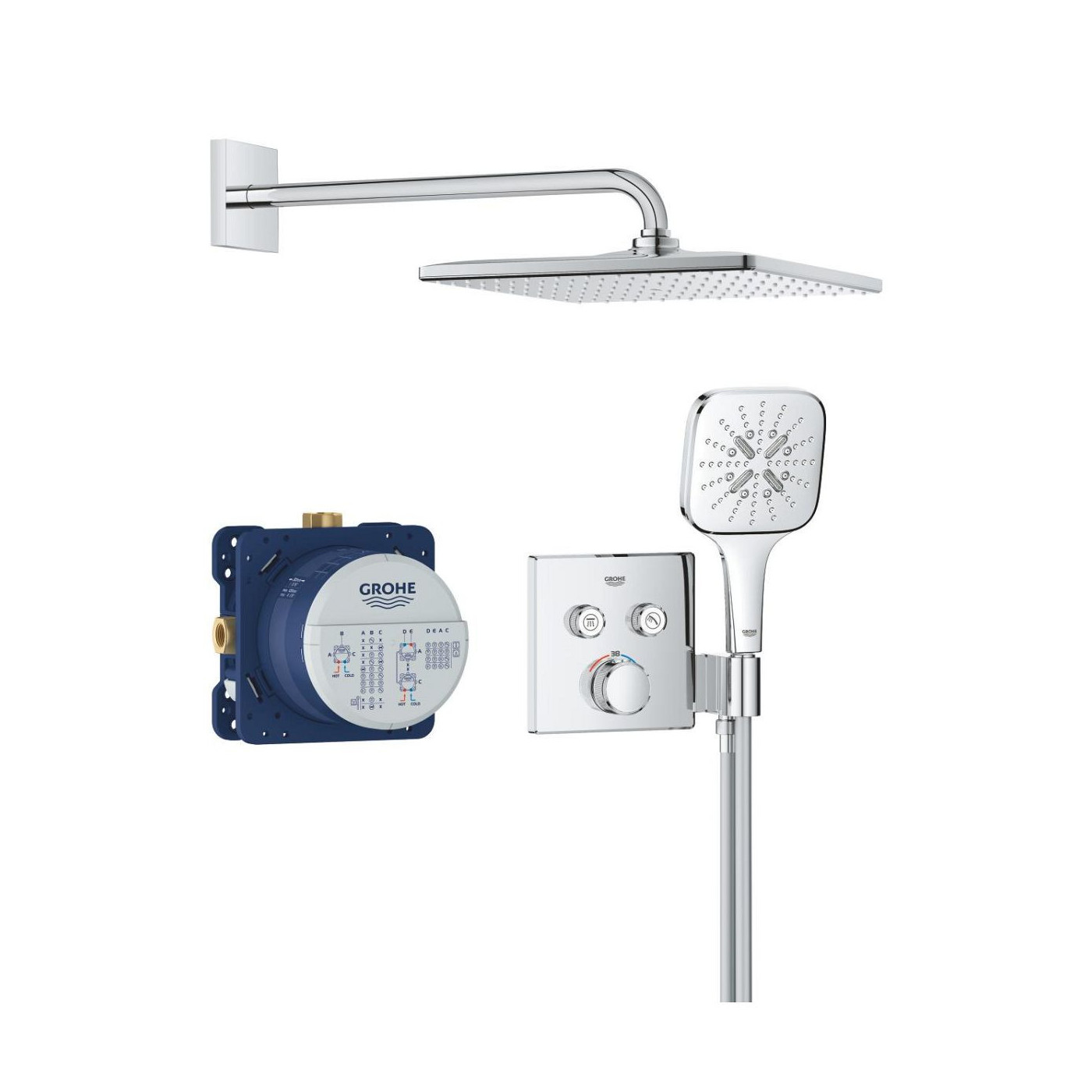 Zestaw Prysznicowy Grohtherm SmartControl Podtynkowy Z Deszczownicą Rainshower Mono 310 Cube 34865000 Grohe Zestaw Prysznicowy Grohtherm SmartControl Podtynkowy Z Deszczownicą Rainshower Mono 310 Cube 34865000 Grohe