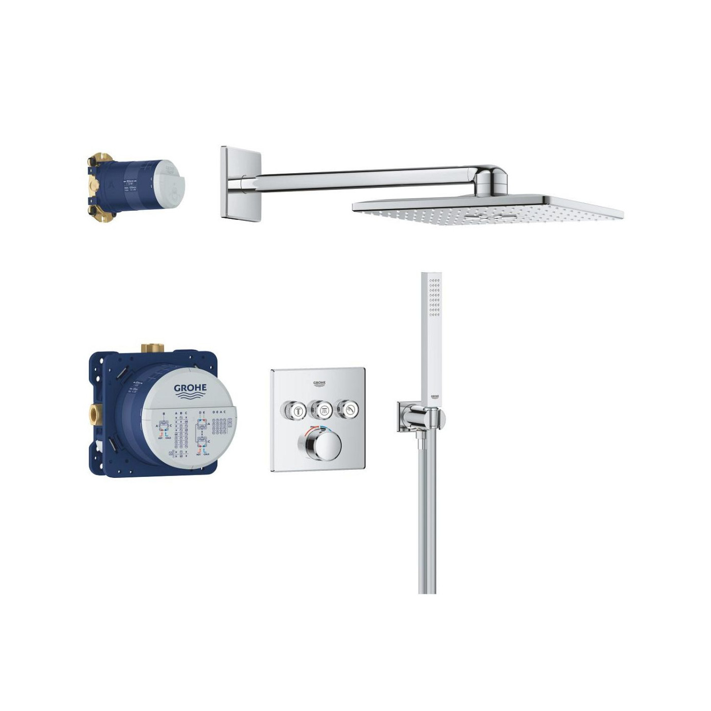Zestaw Prysznicowy Podtynkowy Z Deszczownicą Rainshower Smartactive 310 Cube SmartControl 34873000 Grohe Zestaw Prysznicowy Podtynkowy Z Deszczownicą Rainshower Smartactive 310 Cube SmartControl 34873000 Grohe