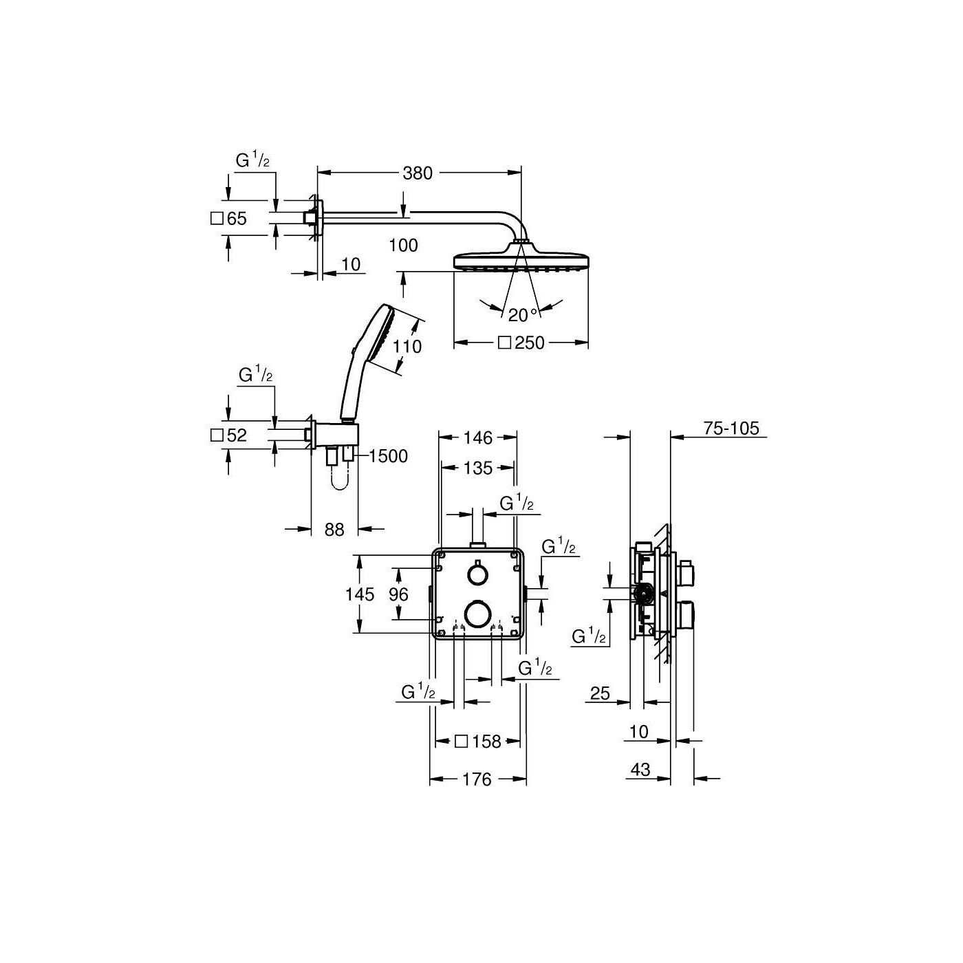 Zestaw Prysznicowy Grohtherm Podtynkowy Z Deszczownicą Tempesta 250 Cube 34871000 Grohe Zestaw Prysznicowy Grohtherm Podtynkowy Z Deszczownicą Tempesta 250 Cube 34871000 Grohe