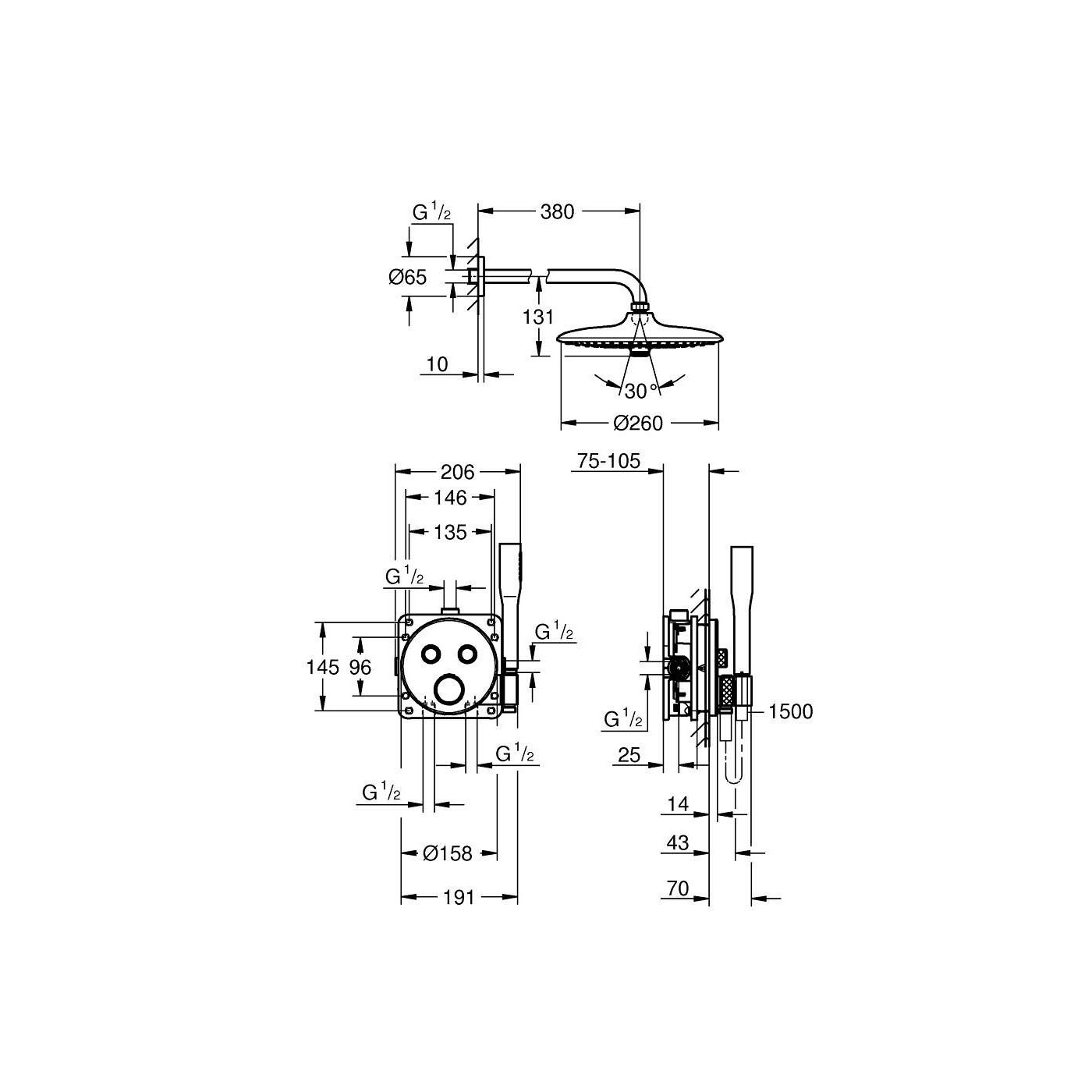 Zestaw Prysznicowy Grohtherm SmartControl Podtynkowy Z Deszczownicą Euphoria 260 34867000 Grohe Zestaw Prysznicowy Grohtherm SmartControl Podtynkowy Z Deszczownicą Euphoria 260 34867000 Grohe