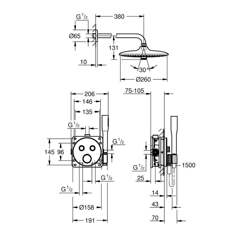 Zestaw Prysznicowy Grohtherm SmartControl Podtynkowy Z Deszczownicą Euphoria 260 34867000 Grohe Zestaw Prysznicowy Grohtherm SmartControl Podtynkowy Z Deszczownicą Euphoria 260 34867000 Grohe
