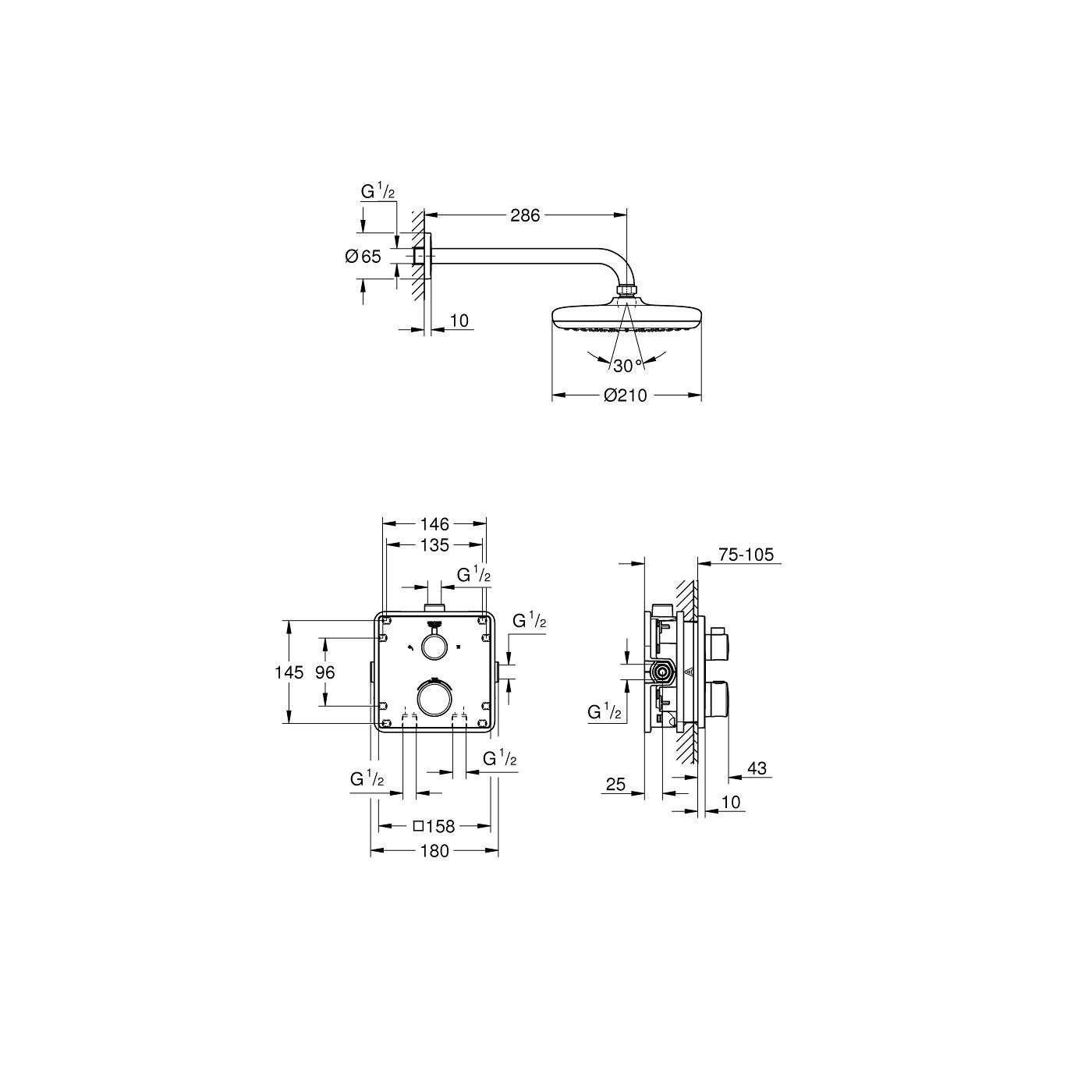 Zestaw Prysznicowy Grohtherm Tempesta 210 34728000 Grohe Zestaw Prysznicowy Grohtherm Tempesta 210 34728000 Grohe